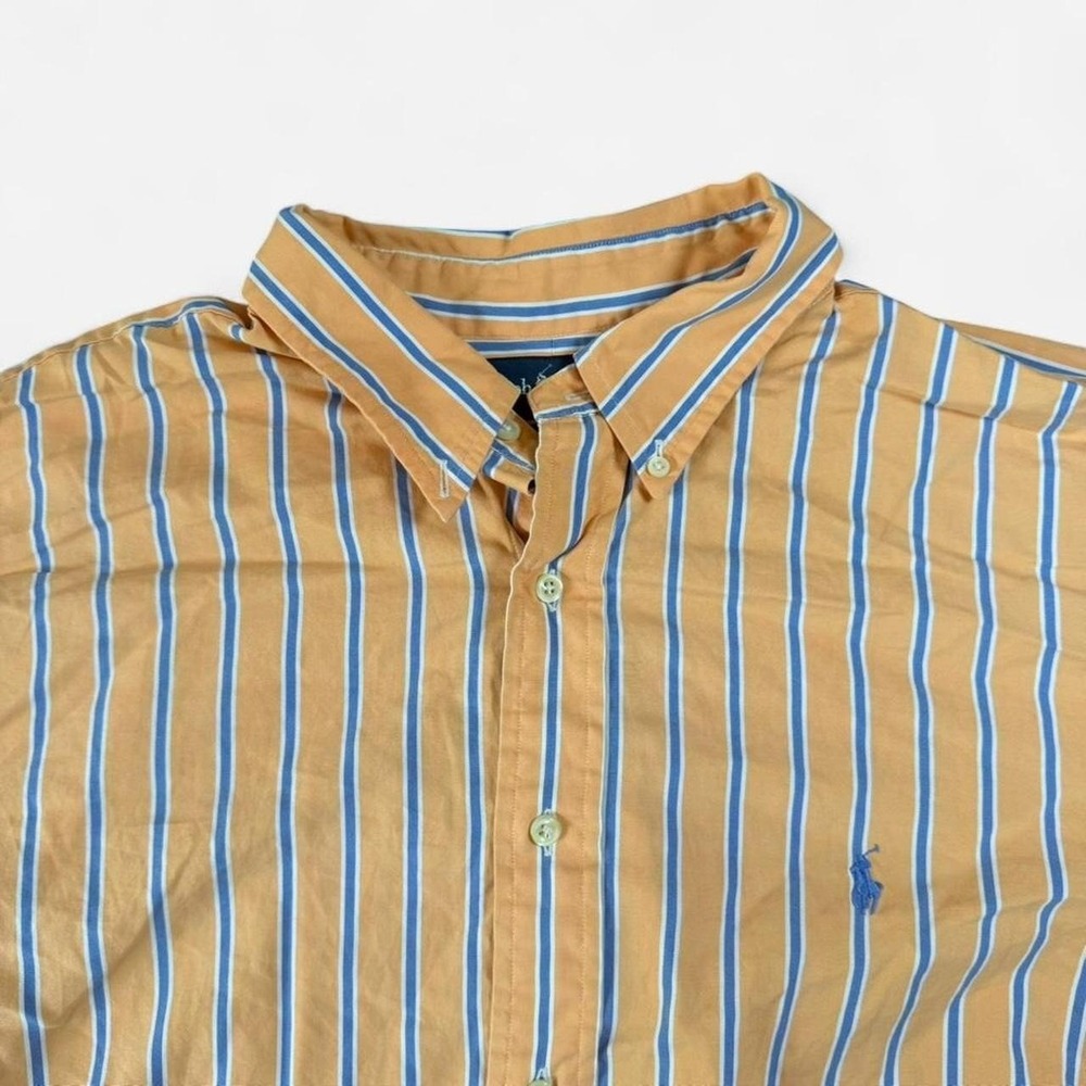 Polo Ralph Lauren Orange/Blue Striped Button Up Shirt Size Large